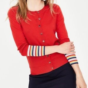 Boden Cassandra Wool-Blend Cardigan Size S Red Stripe